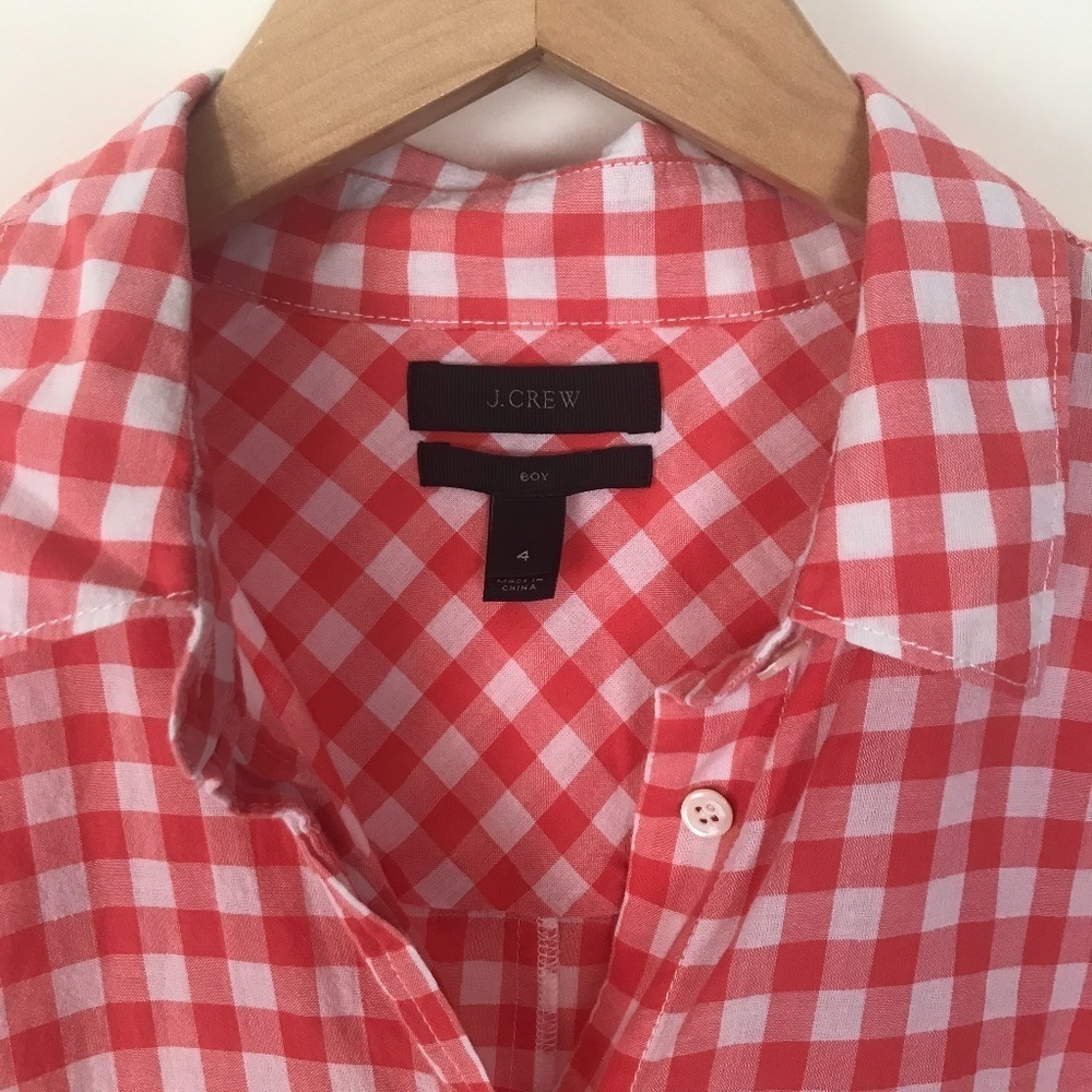 J Crew Classic-fit boy shirt in crinkle gingham 4 - Picture 3 of 9